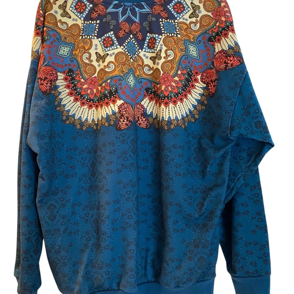 Adidas x Farm Rio Borbomix Butterfly Graphic Trefoil Sweatshirt:  Size Medium - Picture 4 of 6